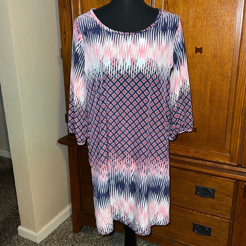 Multicolored Printed 1/2 Sleeve Dress From Peach Love Cream California